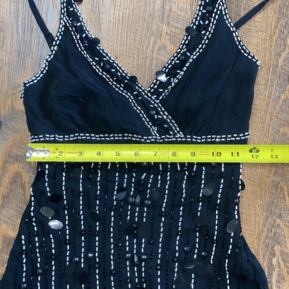 VINTAGE 90s/Y2K BLACK 100%SILK BEADED TANK ADJUSTABLE STRAPS&SIDE ZIPPER RETRO - Picture 9 of 10